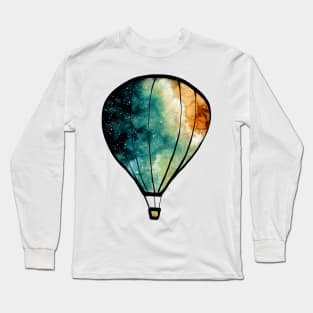 Watercolor Stars, Galaxy and Air Balloons Long Sleeve T-Shirt